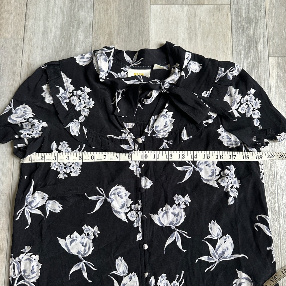 Anthropologie Maeve Adagio Tie Collar Blouse Womens S Floral Ruffle Boho Classic - Picture 7 of 7